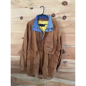 Vintage Men's Silverado Leather Jacket. Tan. Pockets. Utility. Heavy! Sz Medium